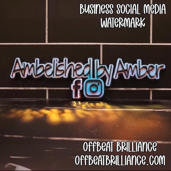 Acrylic Social Media Sign, Acrylic Watermark, Hashtag, Username, Photo Prop, Follow Us, Laser Cut, 3D, Custom Business Logo, Watermark Logo