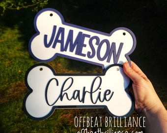 Personalized Crate Sign, Custom Dog Decor, Hanging Dog Bone Name Sign, Acrylic Pet Name Tag, Personalized Dog Gift, Gift for Dog Mom