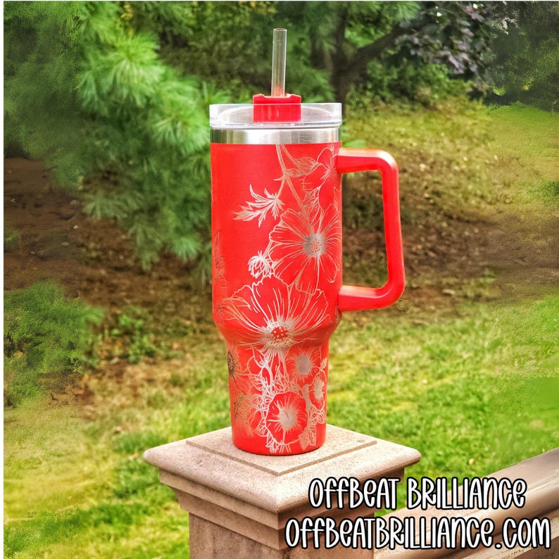 Engraved Stanley Tumbler, Flower Patch Stanley Cup, Engraved Daisy Quencher Tumbler, Tulip Orchard Stanley, Sunflower Engraved Stanley