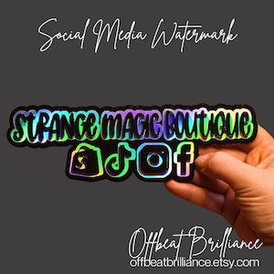 Acrylic Social Media Sign, Acrylic Watermark, Hashtag, Username, Photo Prop, Follow Us, Laser Cut, 3D, Custom Business Logo, Watermark Logo