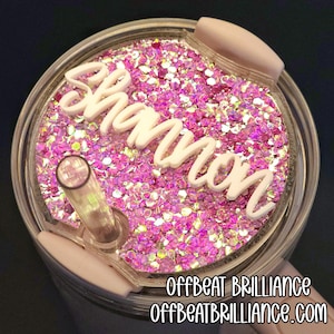 Glitter Stanley Shaker Topper, Stanley Name Plate, Personalized Stanley Tumbler Accessories, Quencher Lid Topper, Stanley Cup Name Topper