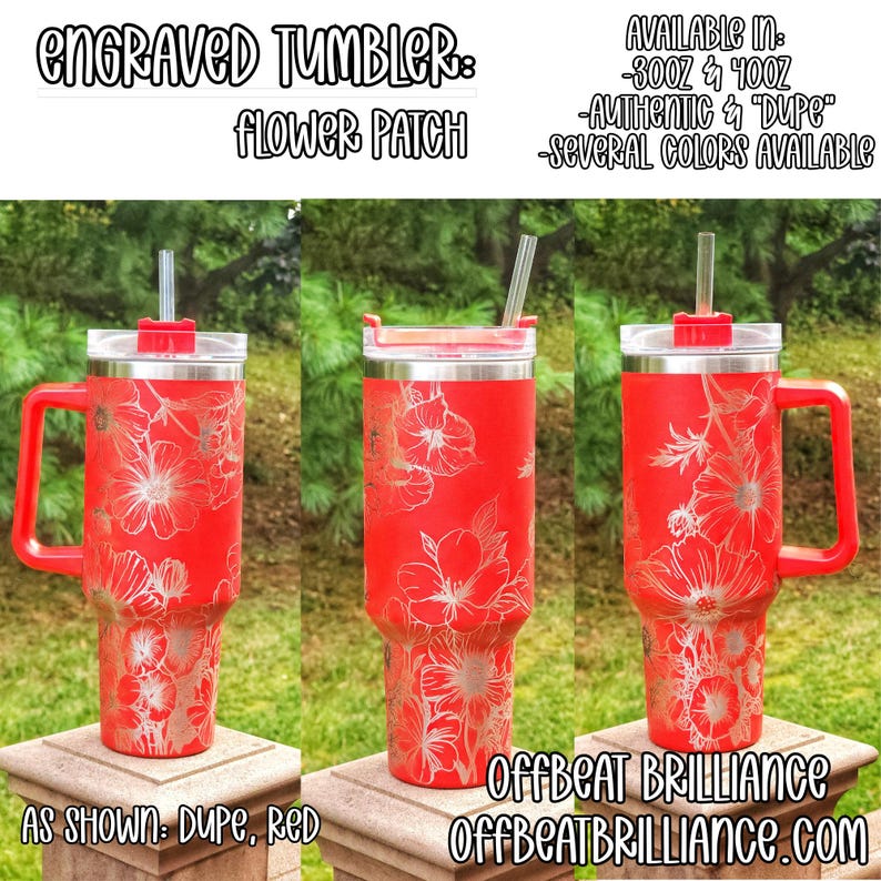 Engraved Stanley Tumbler, Flower Patch Stanley Cup, Engraved Daisy Quencher Tumbler, Tulip Orchard Stanley, Sunflower Engraved Stanley