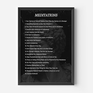 Meditations Marcus Aurelius Poster, Stoic Art, Philosophy Poster, Inspirational, Motivational, Stoicism, Memento Mori, Philosophy Gift