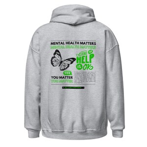 Unisex grijze hoodie voor geestelijke gezondheid