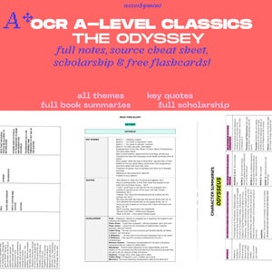A* A-nivå Hjältens värld - Odysséen OCR Klassisk civilisation Anteckningar | Boksammanfattning, stipendium, citat + gratis flashcards | AS & A2