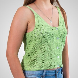 Crochet Summer Top Pattern: Green Diamonds Design (PDF Pattern)