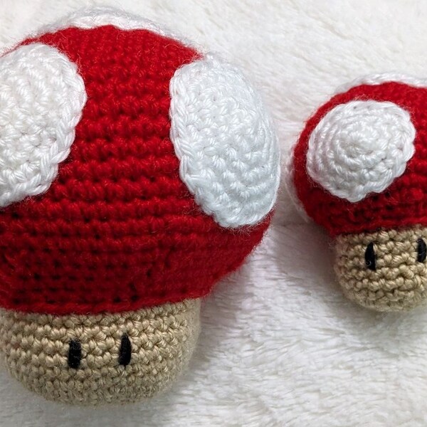 Mario Mushroom 1 UP Crochet Toy Handmade Crochet Mario Mushroom Handmade 1-UP Mushroom Mario Crochet Amigurumi Mario Mushroom 1UP Crochet