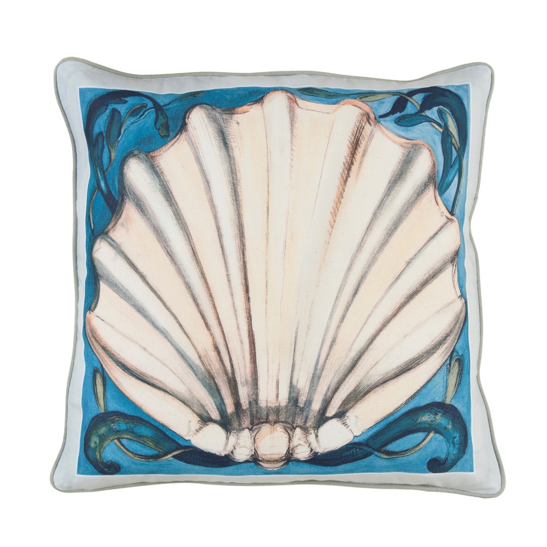 Sea Shell Pillow Sewing Kit Custom Printed Belgian Linen 22 Etsy