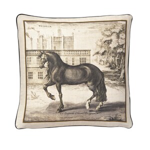 Horse Throw Pillow Sewing Kit - Le Superbe - Belgian Linen wt Leather Trim 22 Inch Kit