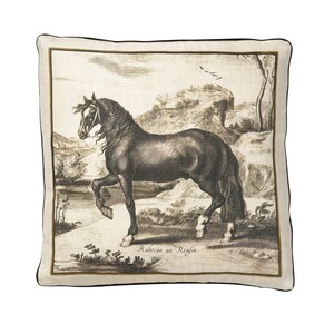 Horse Throw Pillow Sewing Kit - Rubicon - Belgian Linen wt Leather Trim 22 Inch Kit
