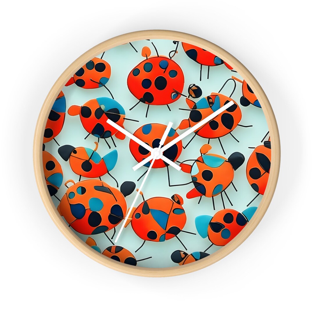 Ladybird Wall Clock Stylish Abstract Art Etsy