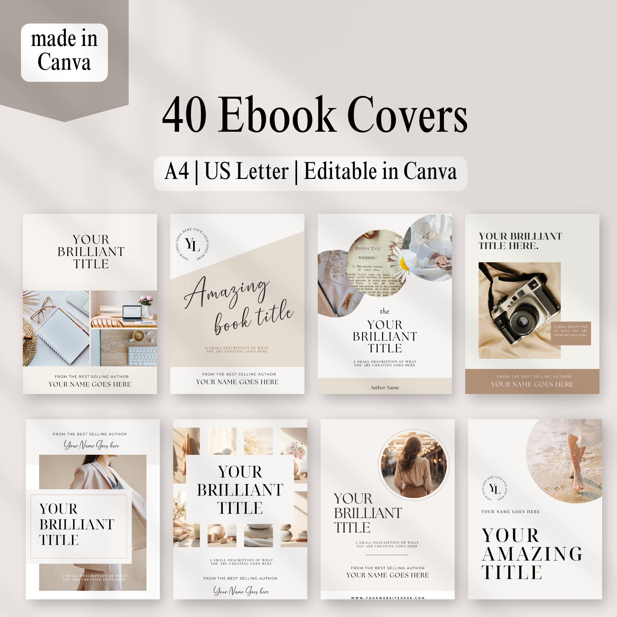 Book Cover Template Minimalist Theme ebook Cover Design Aesthetic editable canva e-book cover template lead magnet book cover for authors