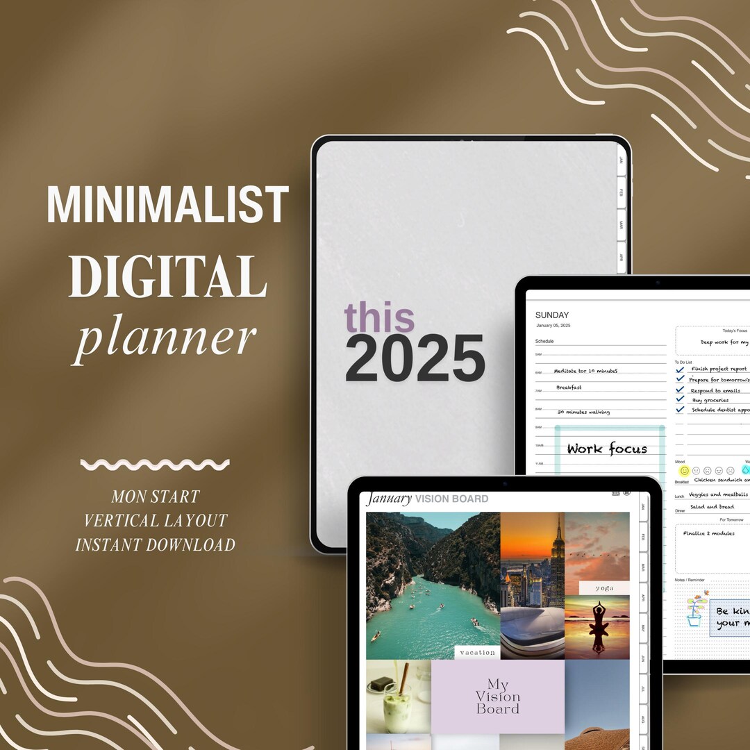 2025 Digital Planner Minimalist Daily Life Planner Life Organization