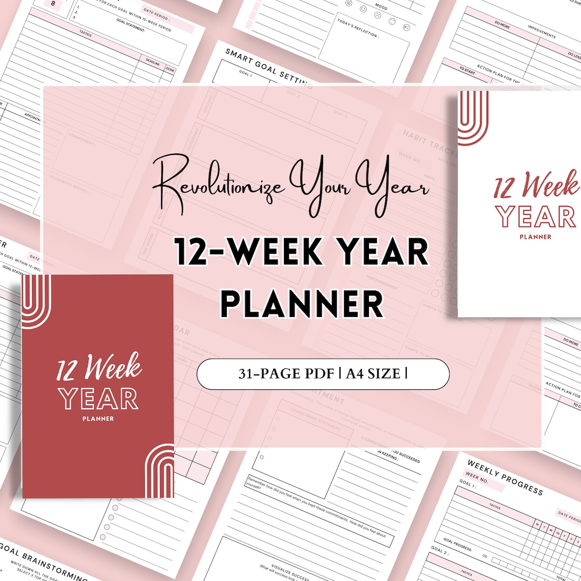 12 Week Year Planner Printable 12-week Year Template 90 Day Goal ...