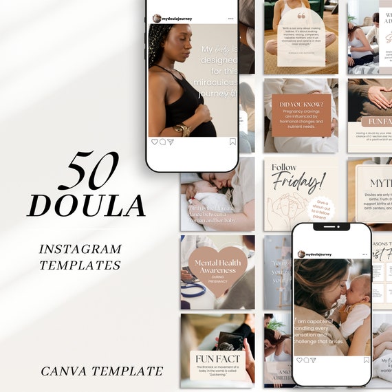 Doula Instagram Post Templates: Birth Worker Social Media (Editable in Canva)