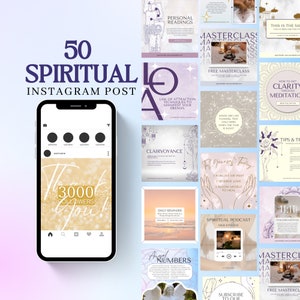 Spiritual Instagram Post Template, Spiritual Coach, Mystical Instagram Marketing, Holistic Healing Energy Astrology, Spiritual Templates