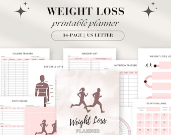 Weight Loss Planner Printable: Fitness, Meal & Calorie Tracker (PDF)