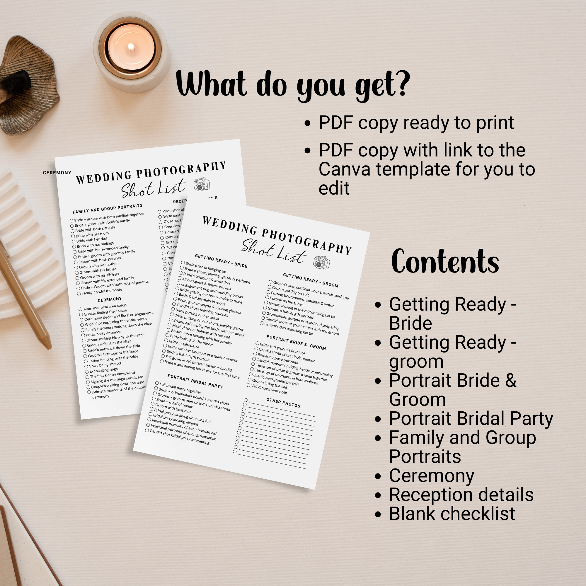 Wedding Photo Checklist Photographer Shot List Wedding Photography