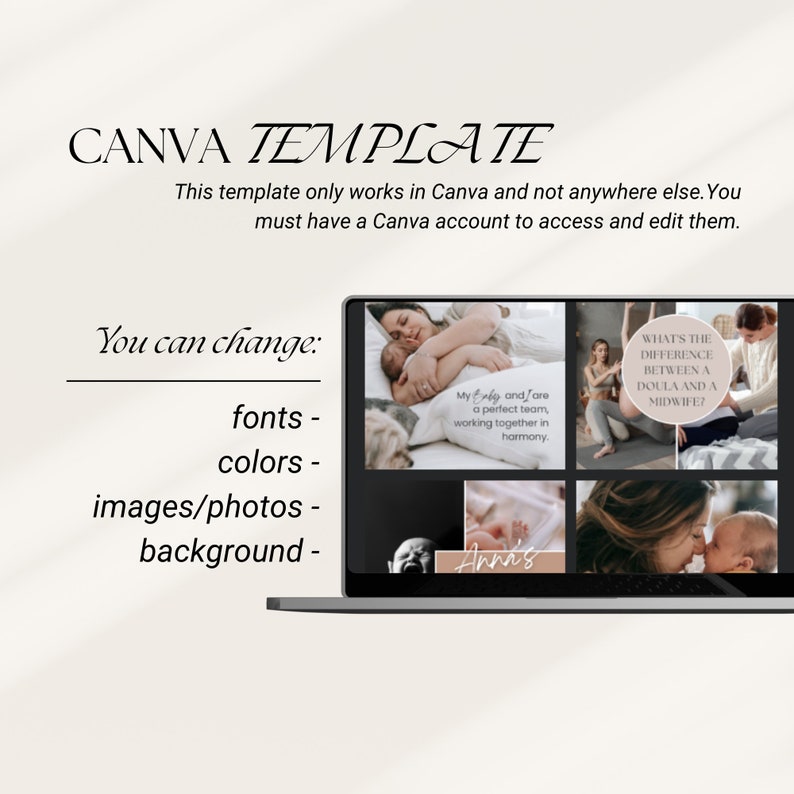Doula Instagram Post Templates: Birth Worker Social Media (Editable in Canva) image 5