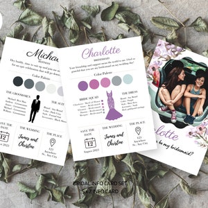 Bridesmaid Info Card Canva Bridal Party Proposal Will You Be My Maid of Honor Card Invitation Template