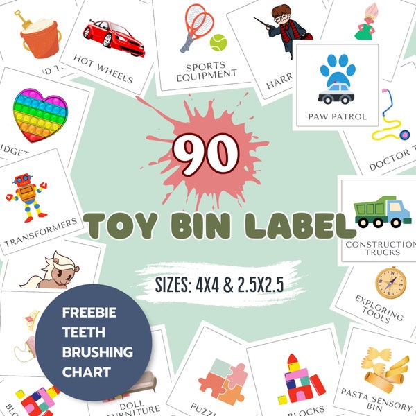 Toy Bin Label, Storage Bin Label, Visual Pictures, Preschool Playroom Organization, Trofast Box Drawer label,  Editable Canva Template