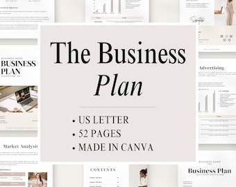 Business Plan Template Canva Editable Online Business Proposal Minimalist Startup Business Plan Marketing Analysis Workbook Digital Product