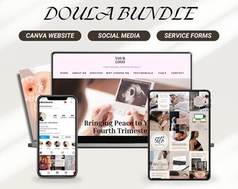 Doula Business Bundle Templates Postpartum Doula Instagram Social Media Content Canva Website Doula Contract Bith Plan Client Intake Forms