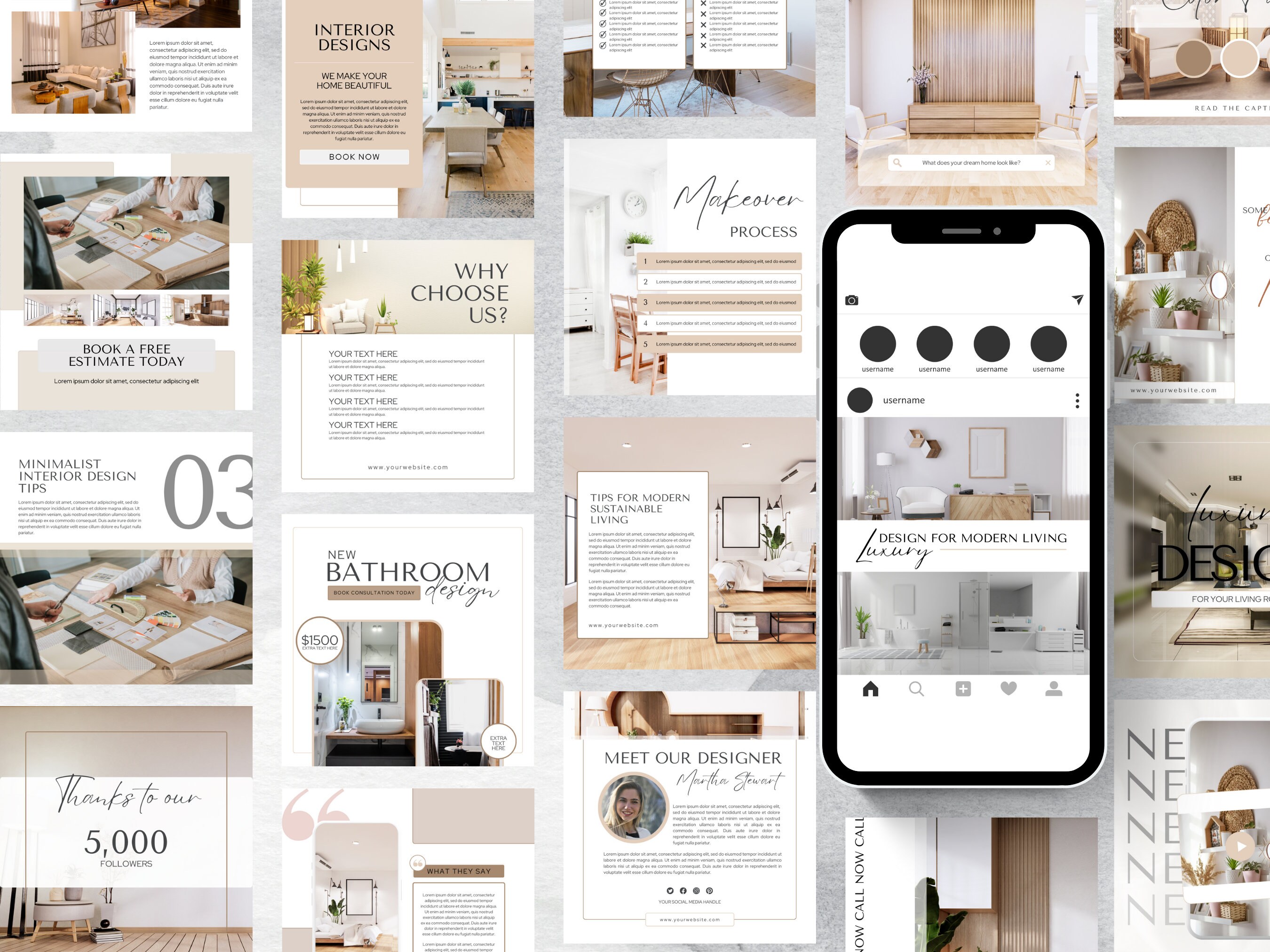 Interior Design Instagram Post Templates: Minimalist Home Decor (canva ...