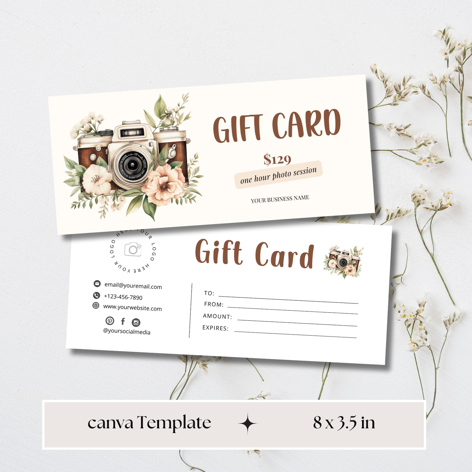 Photographer Gift Certificate Editable Photography Gift Card Canva ...