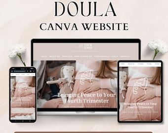 Doula Website Template, Birth Doula Canva Website Template, Birth Worker One Page Website  Postpartum Doula Marketing