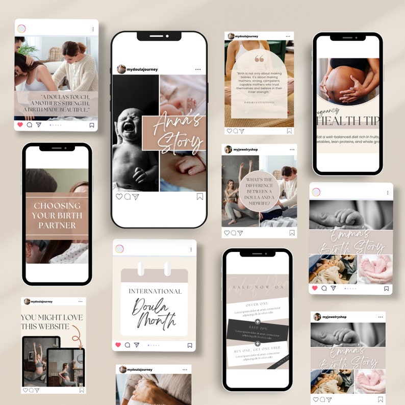 Doula Instagram Post Templates: Birth Worker Social Media (Editable in Canva) image 2