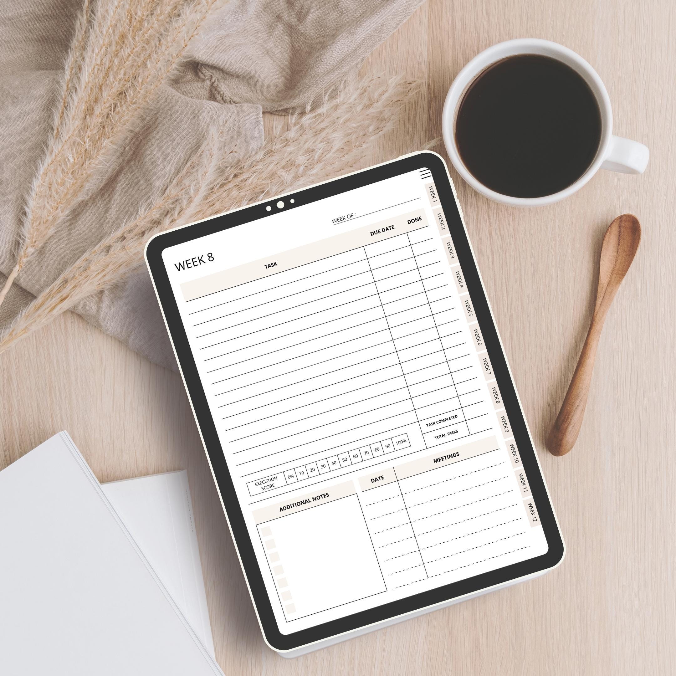 Quarterly Goal Setting Digital Planner: 12 Week Template (PDF) - Etsy
