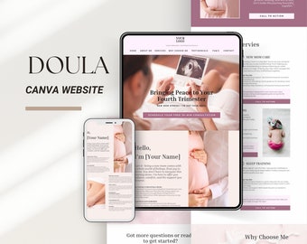 Postpartum Doula Website Template: Personal Care Landing Page (Canva)