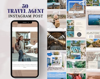 Travel Agent Instagram Post Templates: Social Media Marketing (Canva)