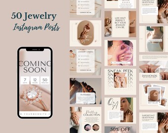 Jewelry Instagram Template Jewelry Business Marketing IG Post  Aesthetic Instagram Post Fashion Blog Social Media Content