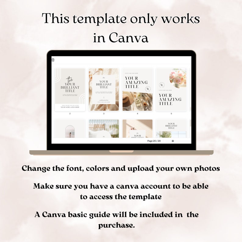 Ebook Cover Template Canva Ebook Cover Design for Digital Etsy