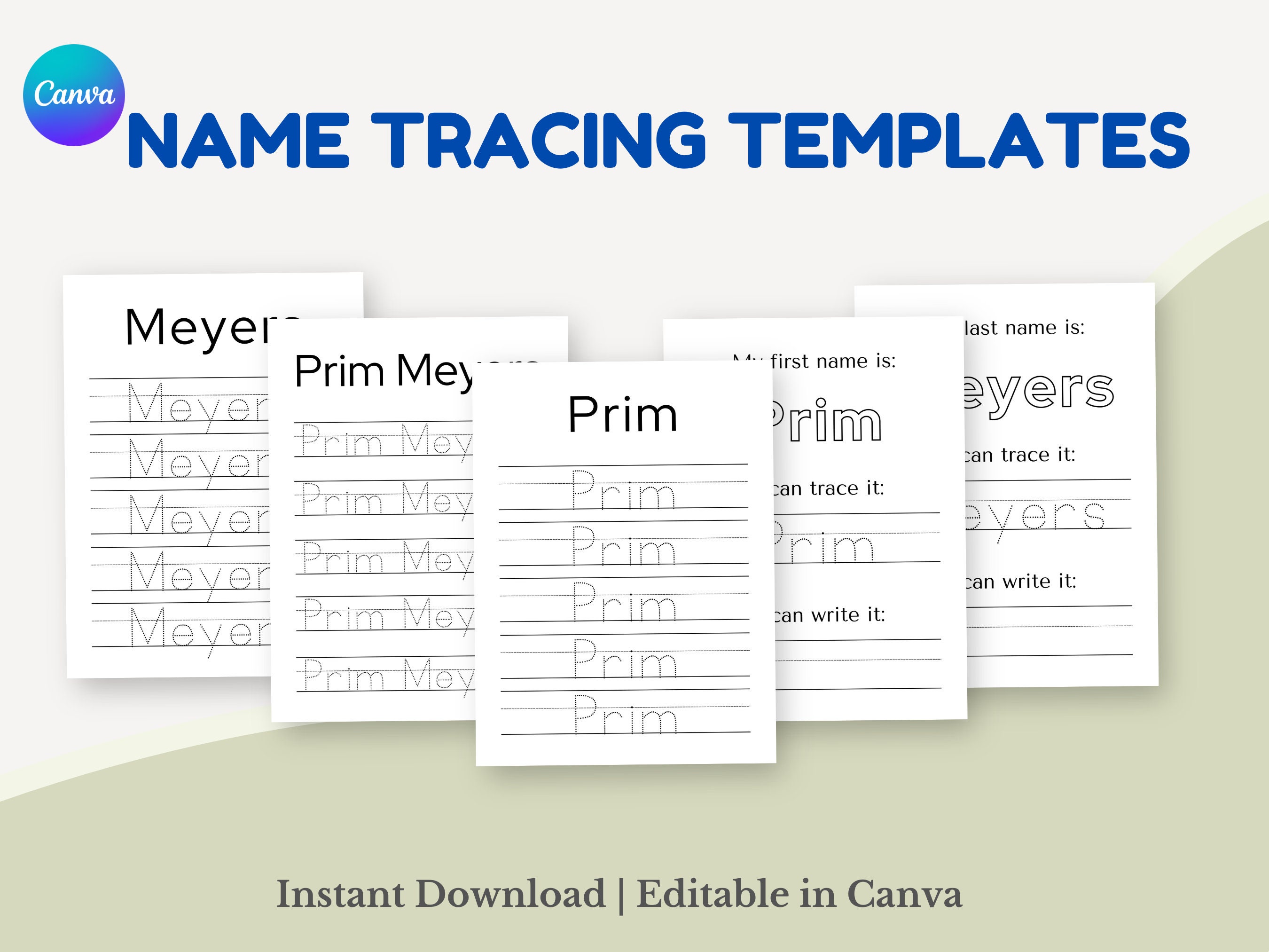 Name Tracing Sheet, Trace Dot Letter Handwriting Practice, Custom Name ...