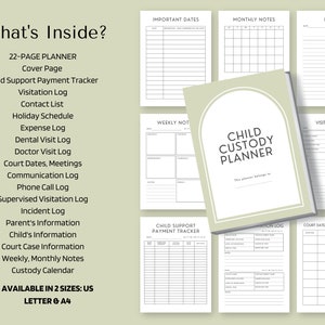 Child Custody Planner Child Support Tracker Visitation Schedule Custody ...