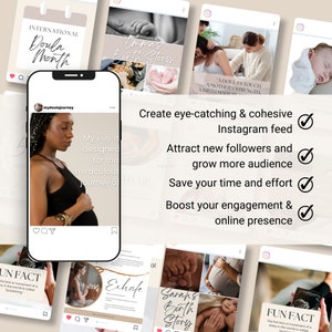 Doula Instagram Post Templates: Birth Worker Social Media (Editable in Canva) image 3