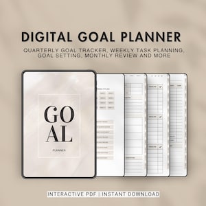 Quarterly Goal Setting Digital Planner: 12 Week Template (PDF)