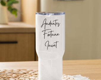 Audentes Fortuna Iuvat - White Travel mug with a handle