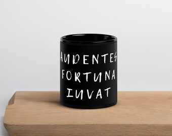 Audentes Fortuna Iuvat - Black Glossy Mug