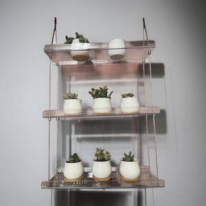 Clear Hanging Window Plant Shelf 3 Tier – Adjustable Acrylic Plant Stand for Indoor Windowsill, Space Saving Floating Shelf 15 Inch