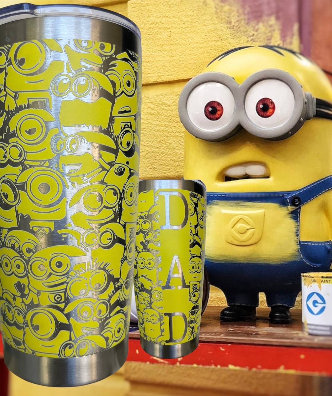 Minion Full Wrap interchangeable Name 20oz Tumbler Laser Engraved Full