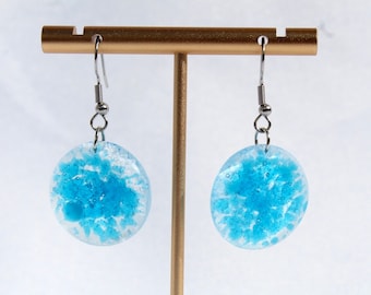 Fused Glass Blue Earrings
