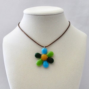 Fused Glass Necklace: Flower Pendant