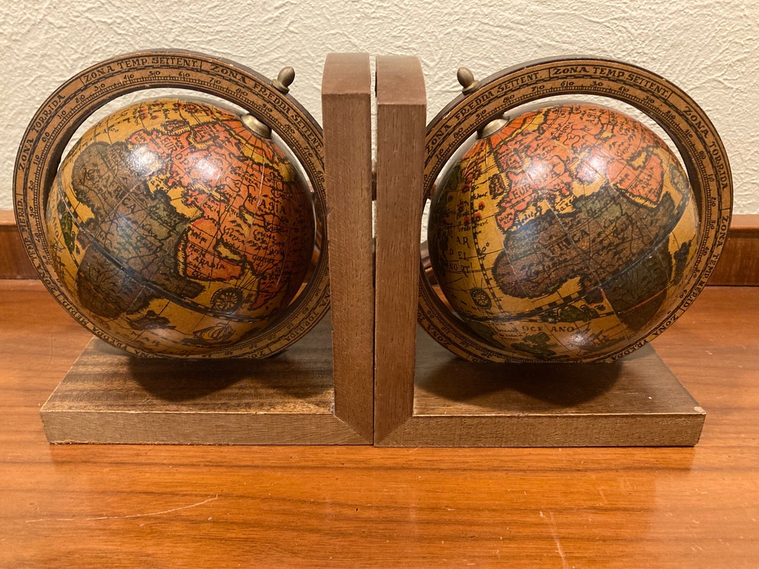 Vintage Old World Maps Globes Bookends Made in Italy Etsy
