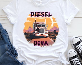 Diesel Diva shirt, Womens trucker shirt, trucker shirt her, tshirt for her, womens shirt gift, gift for her, truck driver gift women