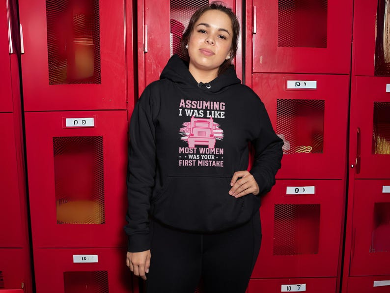 Women's trucker hoodie, women's hoodie, trucker hoodie for women, women's pullover, trucker gift women, trucker gift, gift for her hoodie image 1
