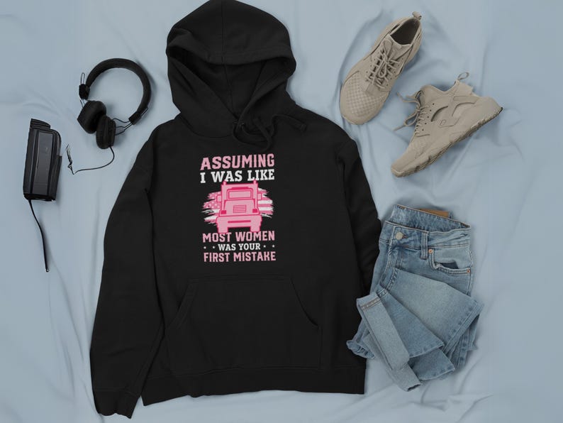 Women's trucker hoodie, women's hoodie, trucker hoodie for women, women's pullover, trucker gift women, trucker gift, gift for her hoodie image 2